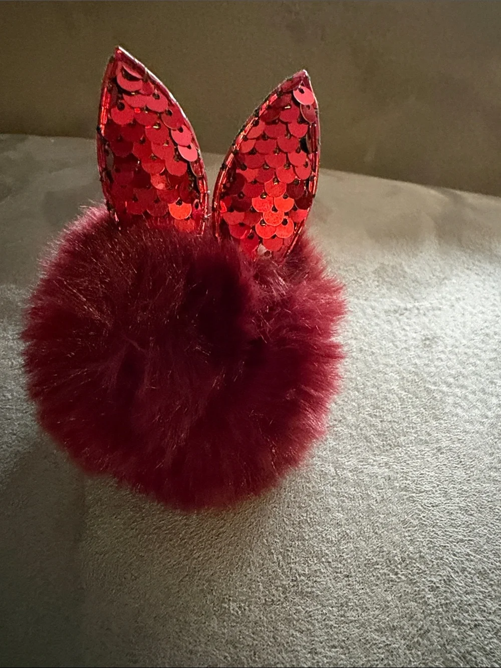 Plush Bunny Pom Keychain - Assorted Colors B23